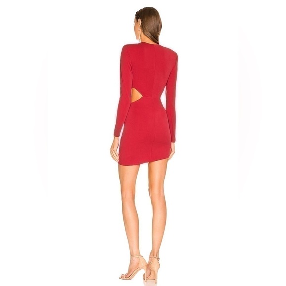 Michael Costello Beautrix Cut Out Long Sleeve Mini Dress in Red Size XS - Picture 3 of 11